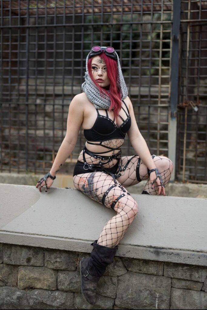 Deven Skye in an urban fishnet shoot